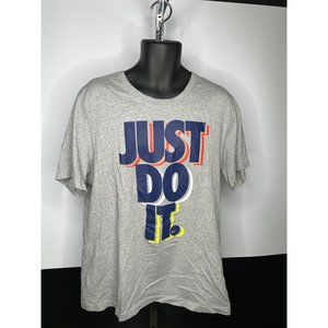 XL The Nike Tee Mens Tshirt Gray JUST DO IT Blue Bold Logo Short Sleeve